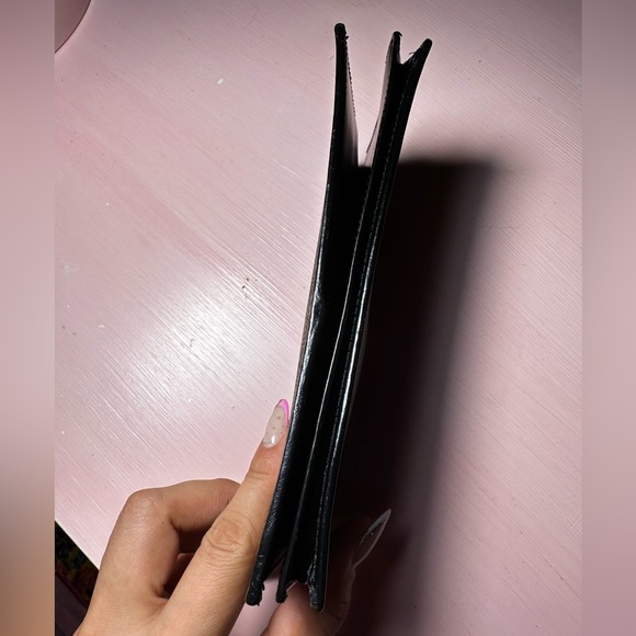 CELINE- Long Bifold Wallet Black and Gold Vintage Leather Coin Card - Picture 11 of 16